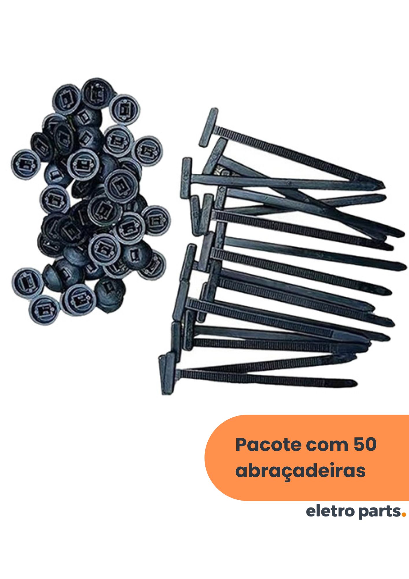 Abraçadeira 100mm x 4,6mm Tipo T - Preta / 50 Peças - Imagem 2