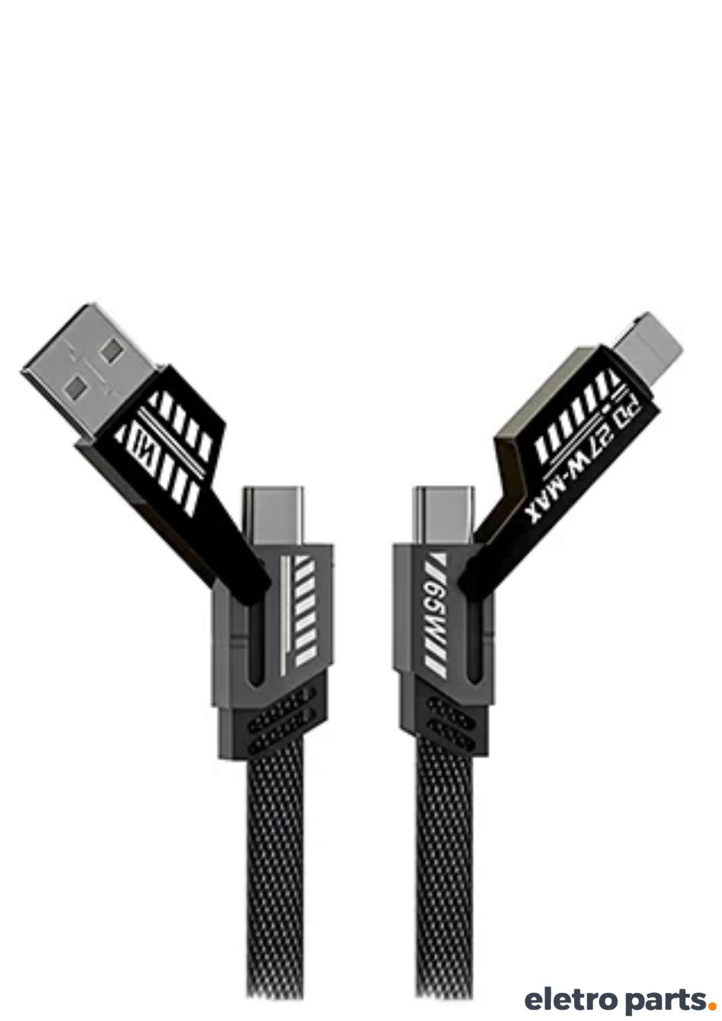 Cabo USB 4x1 - USB x Tipo C x Lightining 65W - 1 Metro