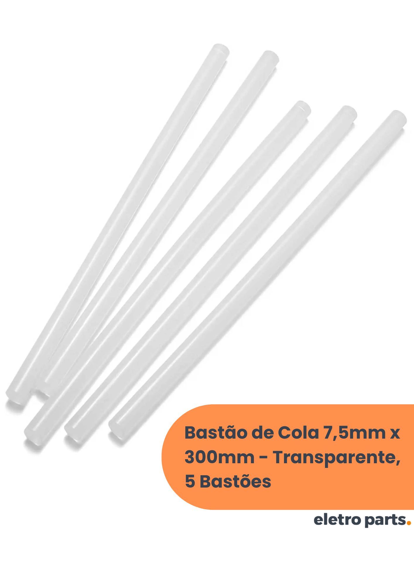 Cola Bastão 7,5mm Transparente - Pacote 5 Unidades