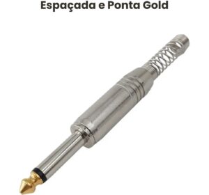 Plug P10 Mono Mola Espaçada Baquelite e Ponta Gold