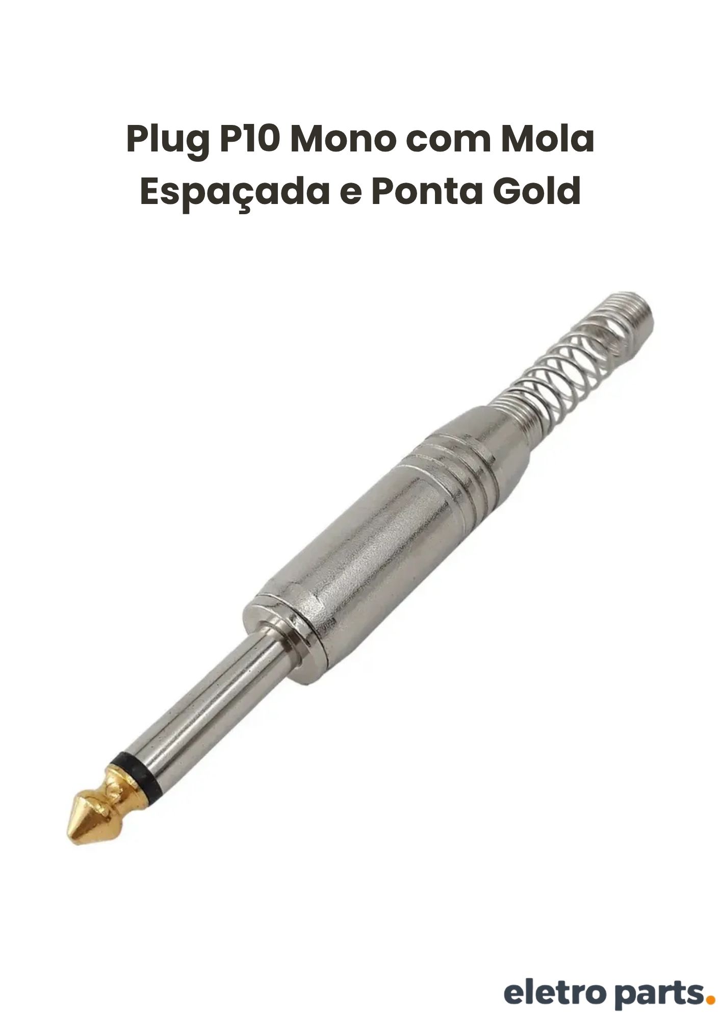 Plug P10 Mono Mola Espaçada Baquelite e Ponta Gold