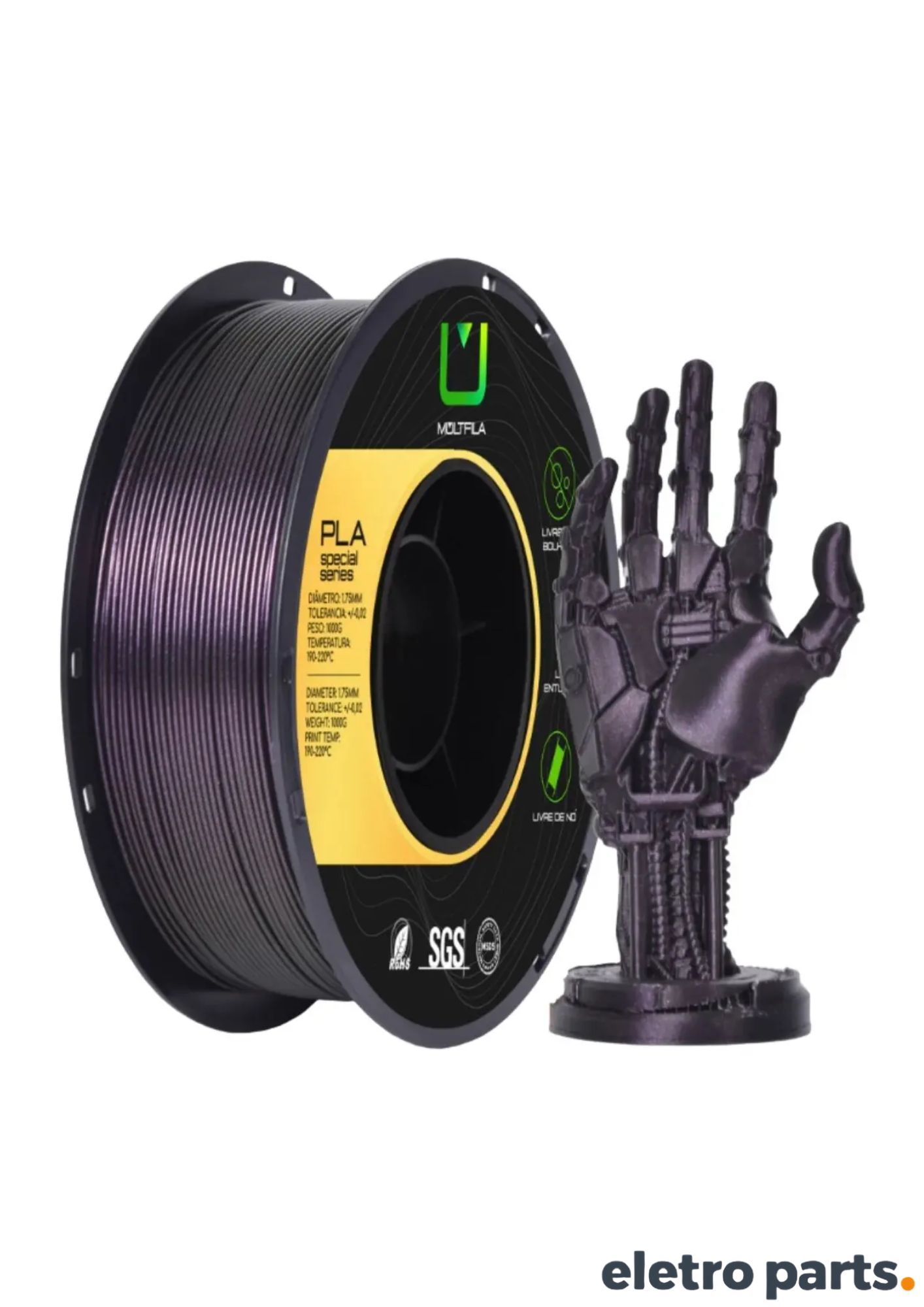 Filamento PLA Galaxy Roxo 1,75mm 1kg MultFila para Impresora 3D