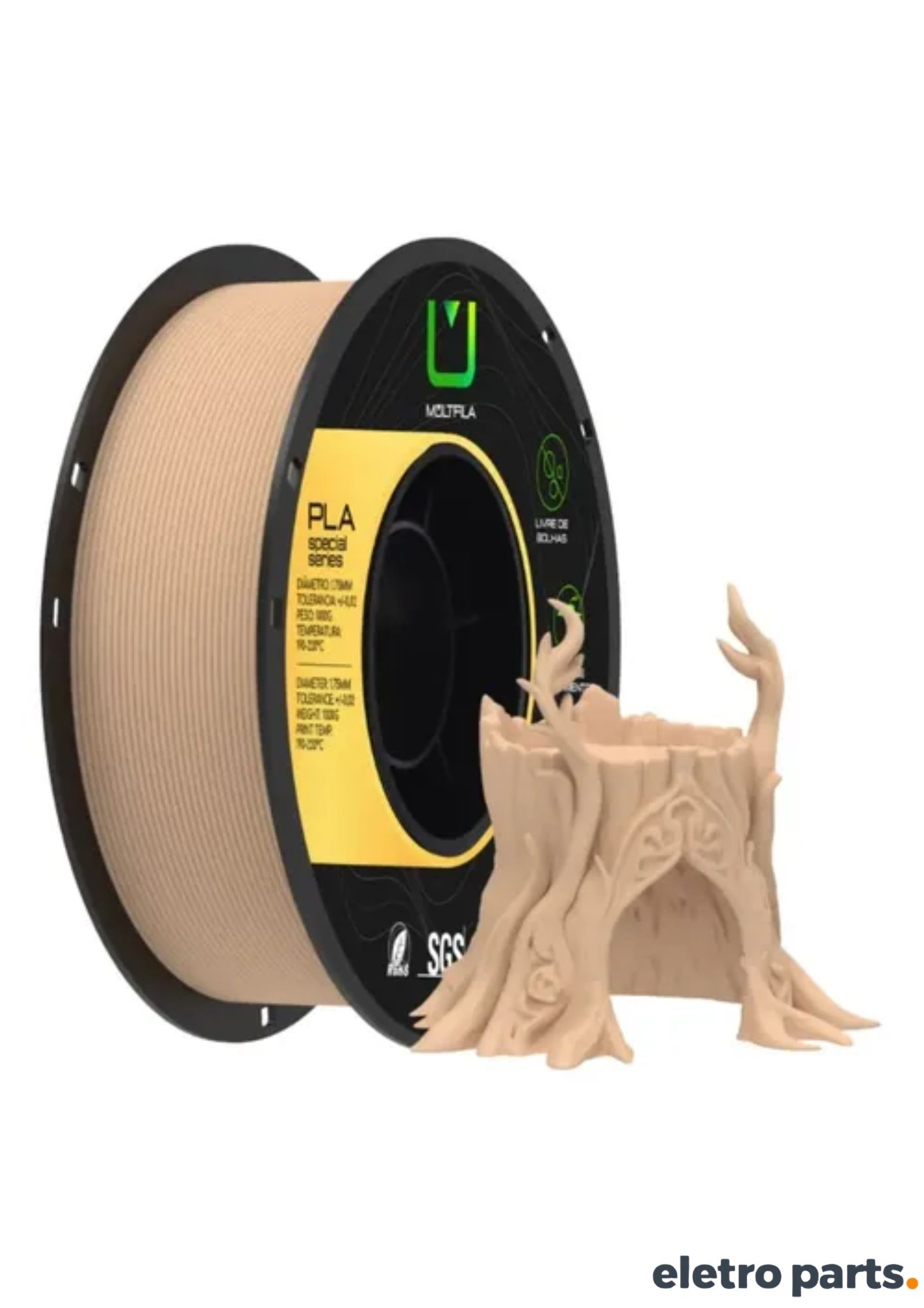 Filamento PLA Woody Nogueira 1,75 mm 1 kg MultFila para Impressora 3D