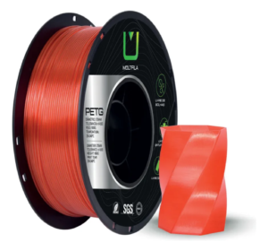 Filamento PETG Vermelho Translúcido 1,75 mm 1 kg MultFila para Impressora 3D