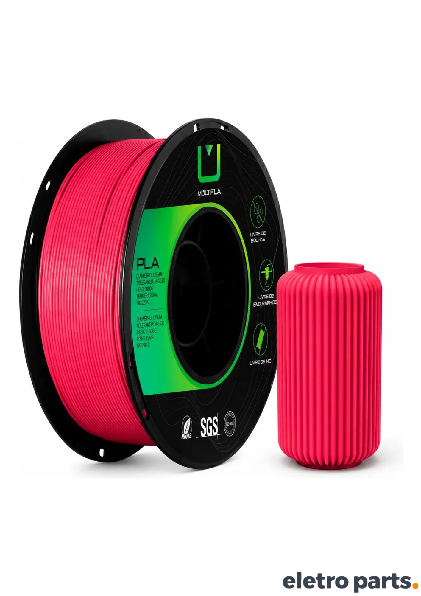 Filamento PLA Rosa Choque para impressora 3D
