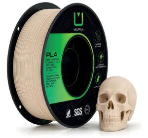 Apresentar a cor do filamento PLA bege osso e um produto feito com ele
