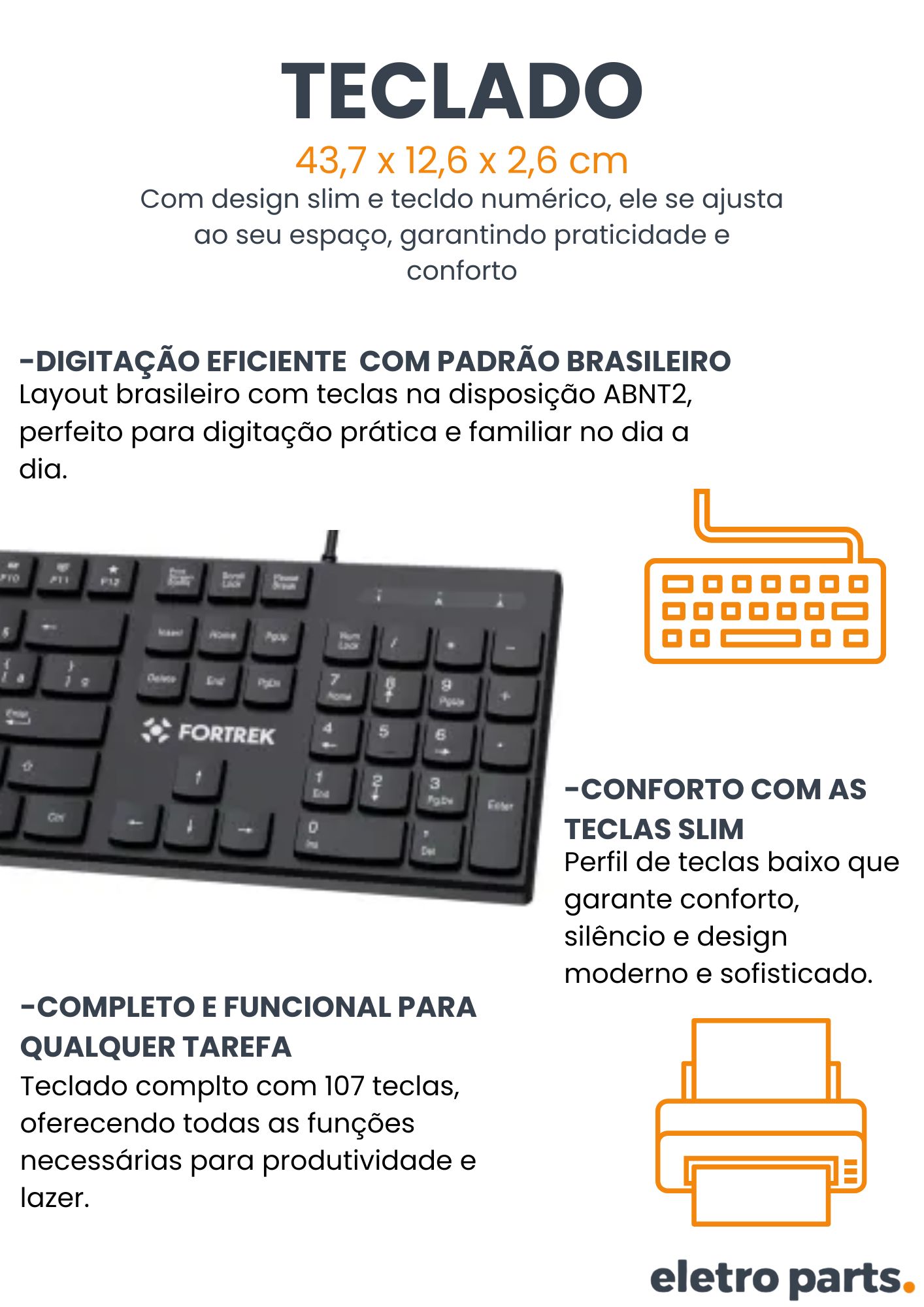 Combo Teclado + Mouse C13 - Fortrek - Imagem 2