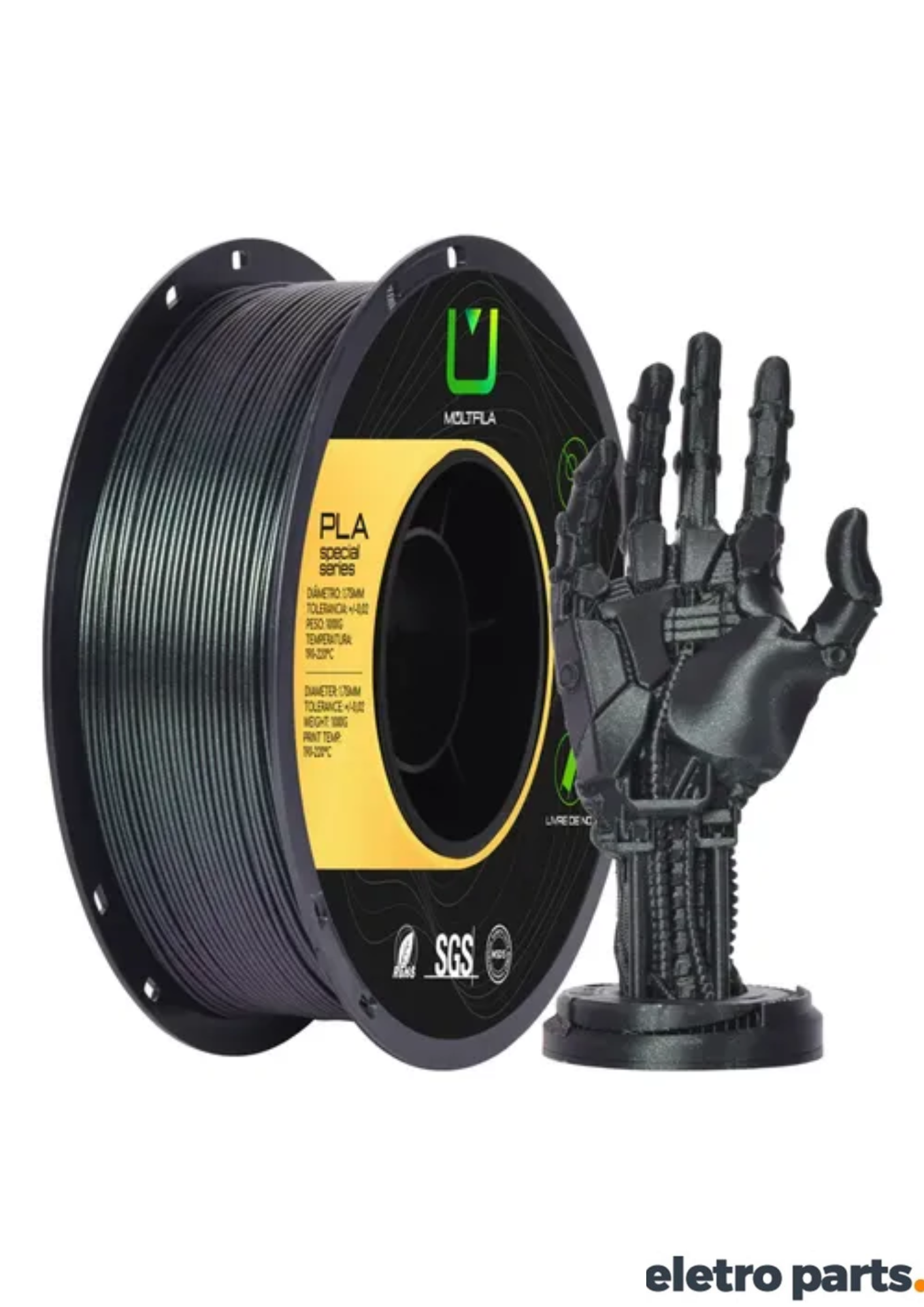 Filamento PLA Galaxy Verde 1,75mm 1kg MultFila para Impressora 3D