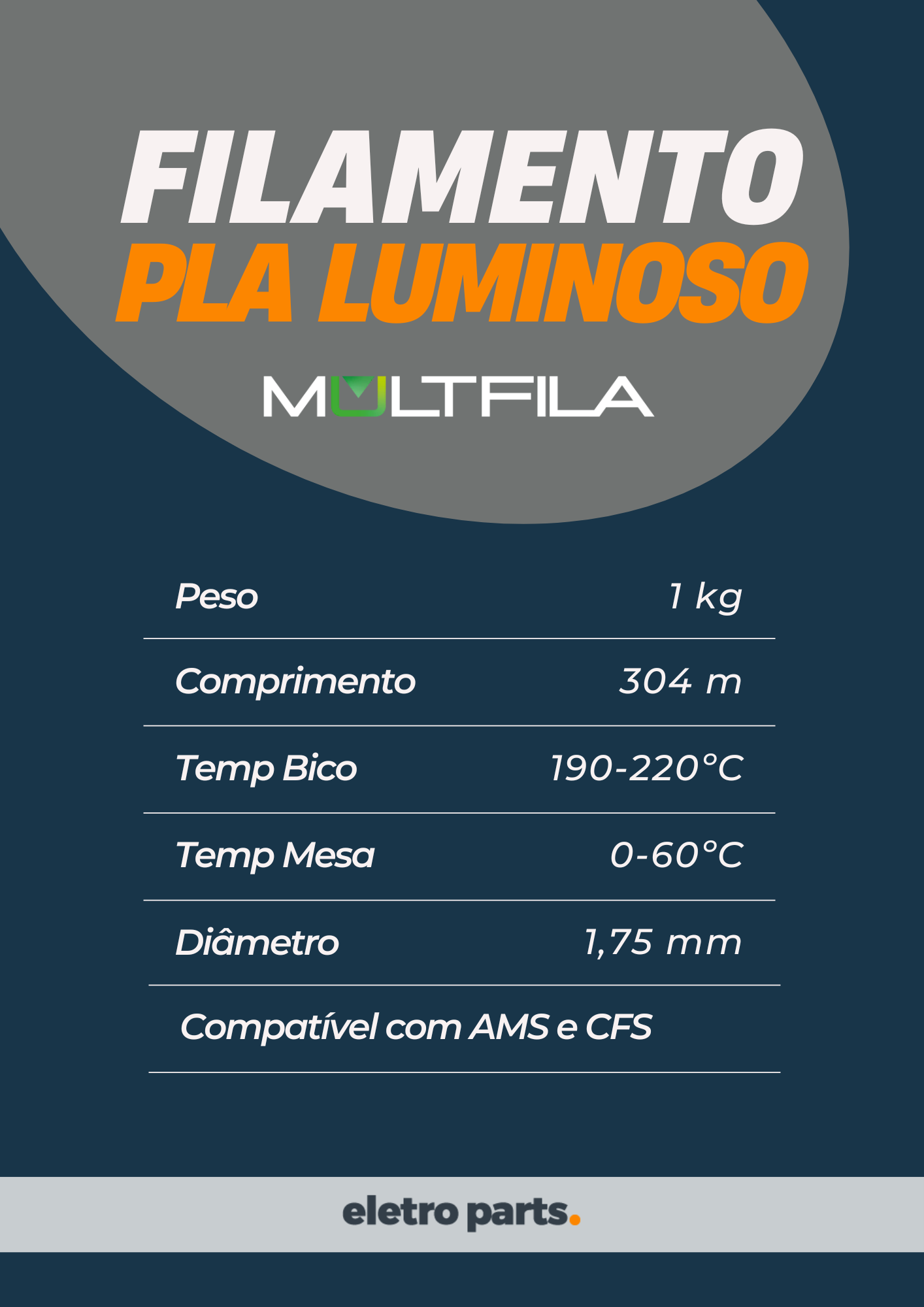 Filamento PLA Luminous Rainbow Colors 1,75 mm 1 kg MultFila para Impressora 3D - Imagem 2