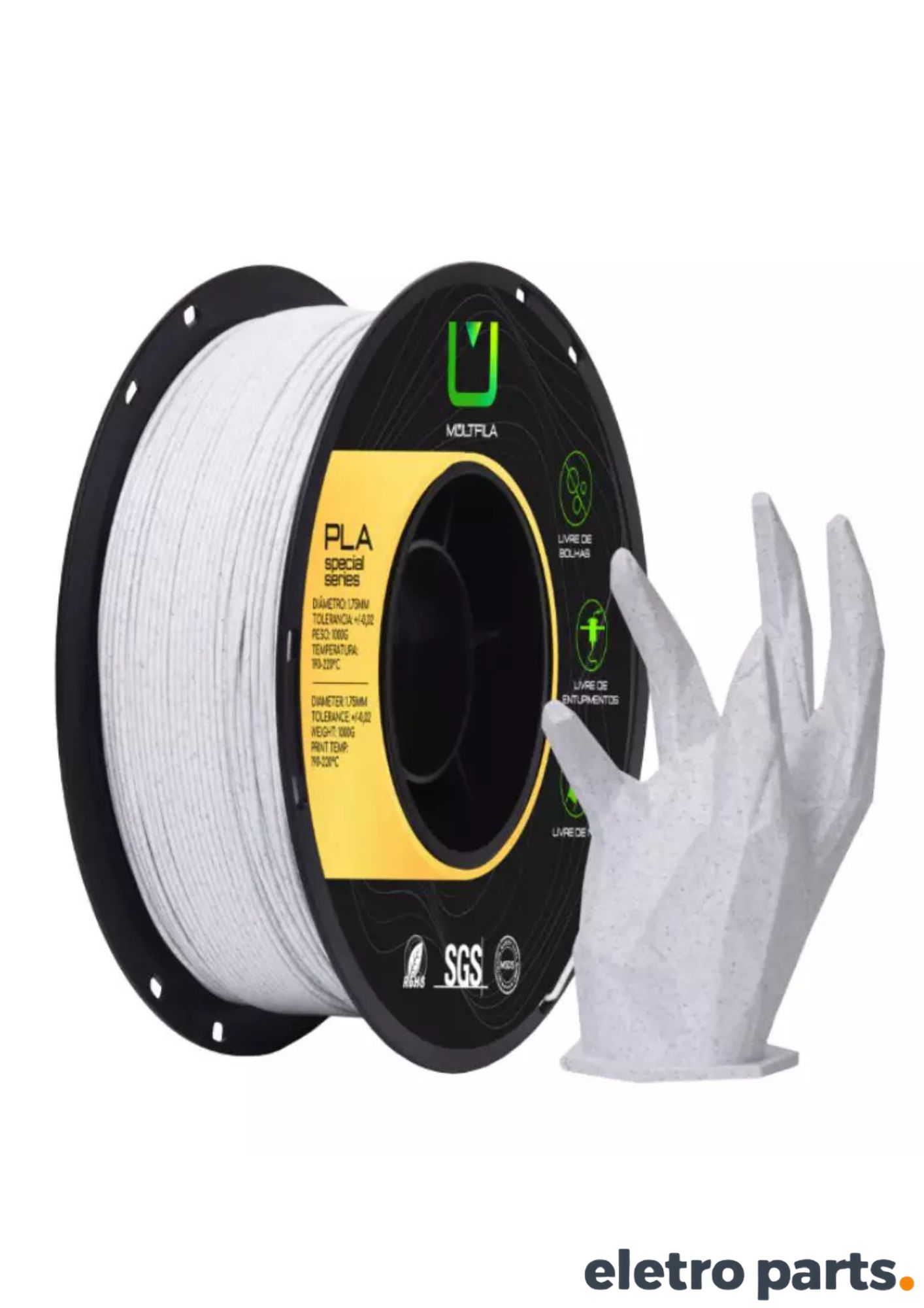 Filamento PLA Marmorizado 1,75 mm 1 kg MultFila para Impressora 3D