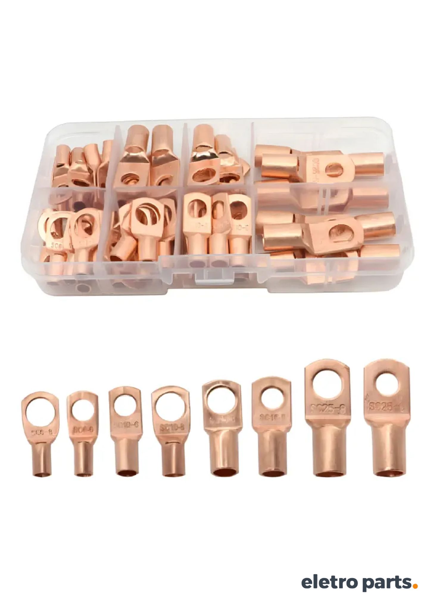 Kit Terminal Olhal de Compressão em Cobre 60 Peças Linha SC