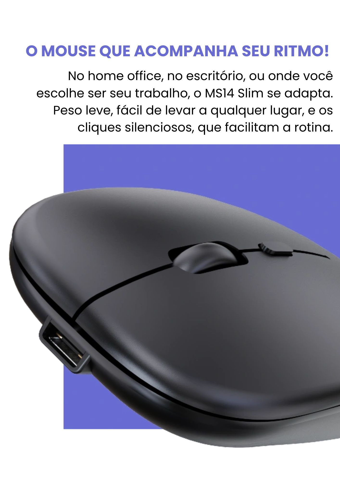 Mouse Sem Fio Fortrek MS14 Preto Tri-Mode Bluetooth 2.4GHz Recarregável - Imagem 3