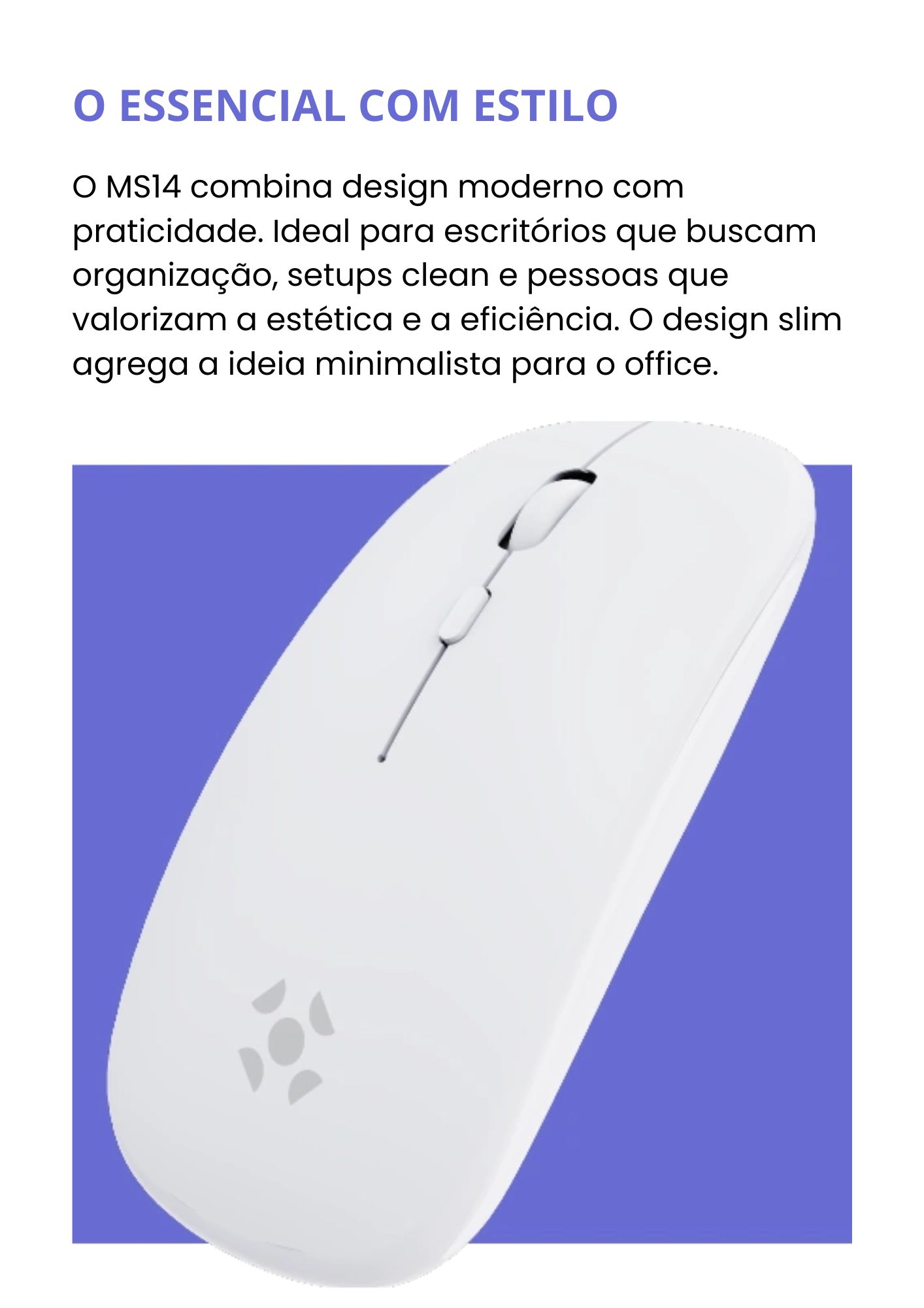 Mouse Sem Fio Fortrek MS14 Branco Tri-Mode Bluetooth 2.4GHz Recarregável - Imagem 2