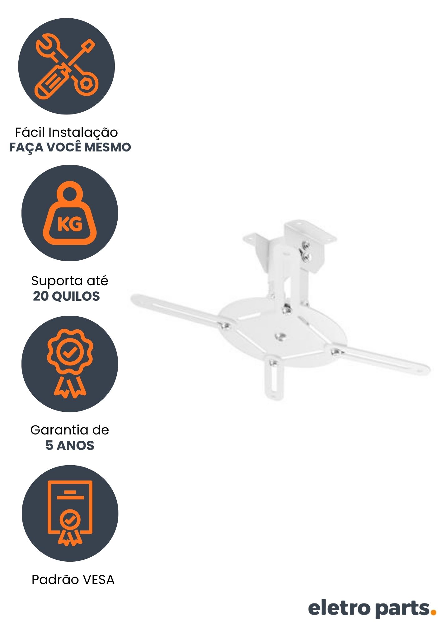 Suporte Projetor Teto 13cm - PIX - Imagem 2