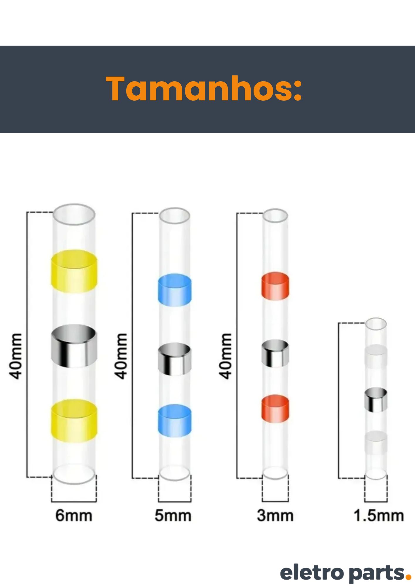 Kit Conector Termo Retrátil com Estanho 250 Unidades para Emenda de Fios - Imagem 2