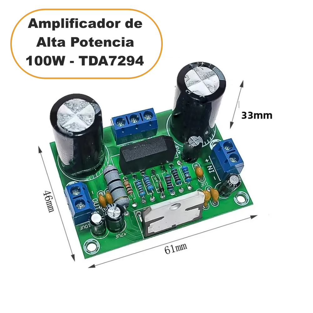 Amplificador Audio Alta Potencia 100W TDA7294 - Placa - Imagem 3
