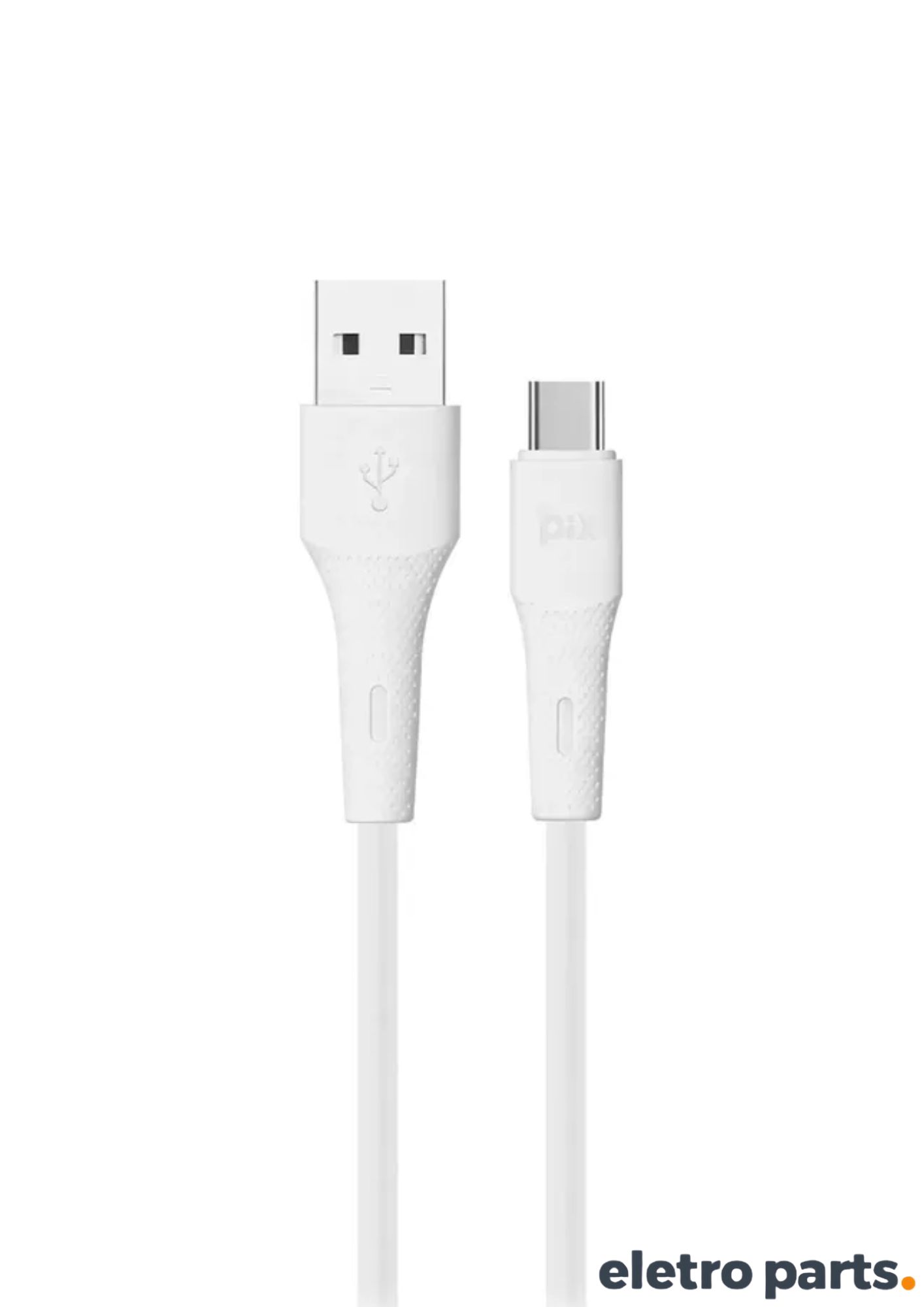 Cabo USB Tipo C PIX 2 Metros Branco Silicone 3A - Imagem 4