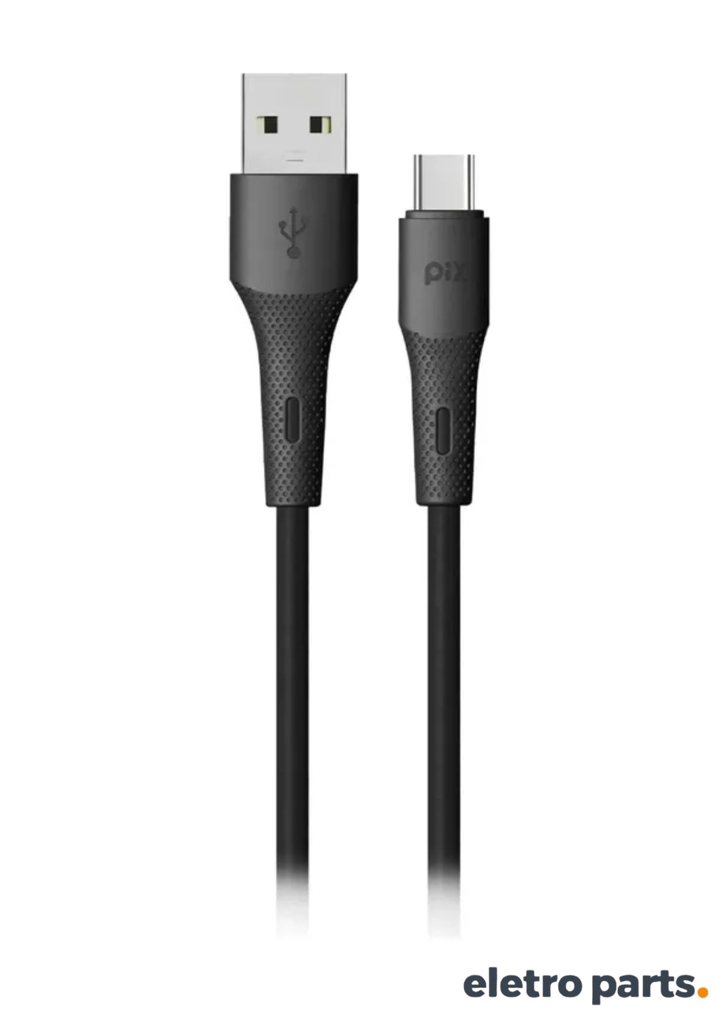 Cabo USB Tipo C PIX 2 Metros Preto Silicone 3A - Imagem 4