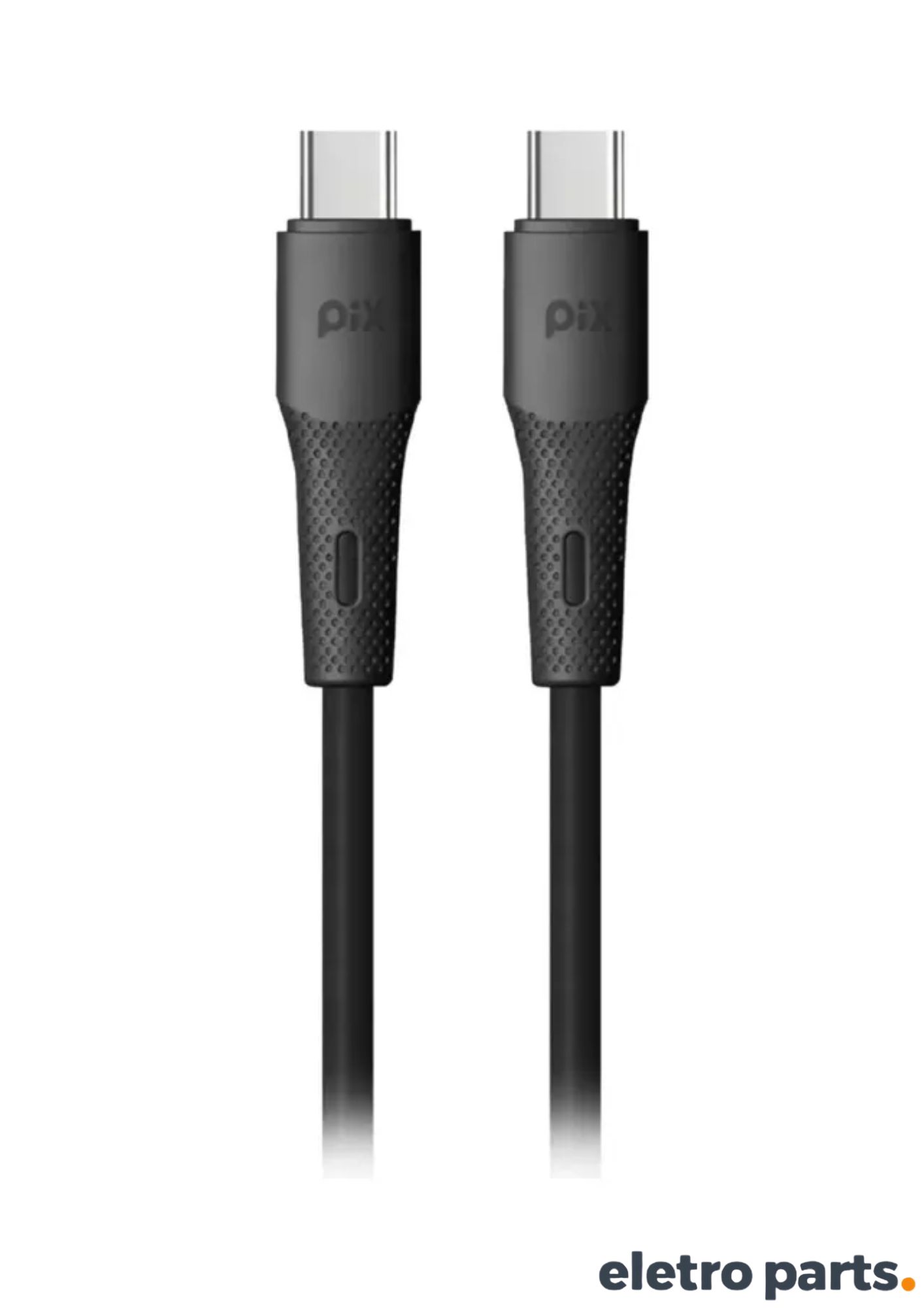 Cabo USB-C para USB-C PIX 2 Metros Preto Silicone PD 60W - Imagem 4