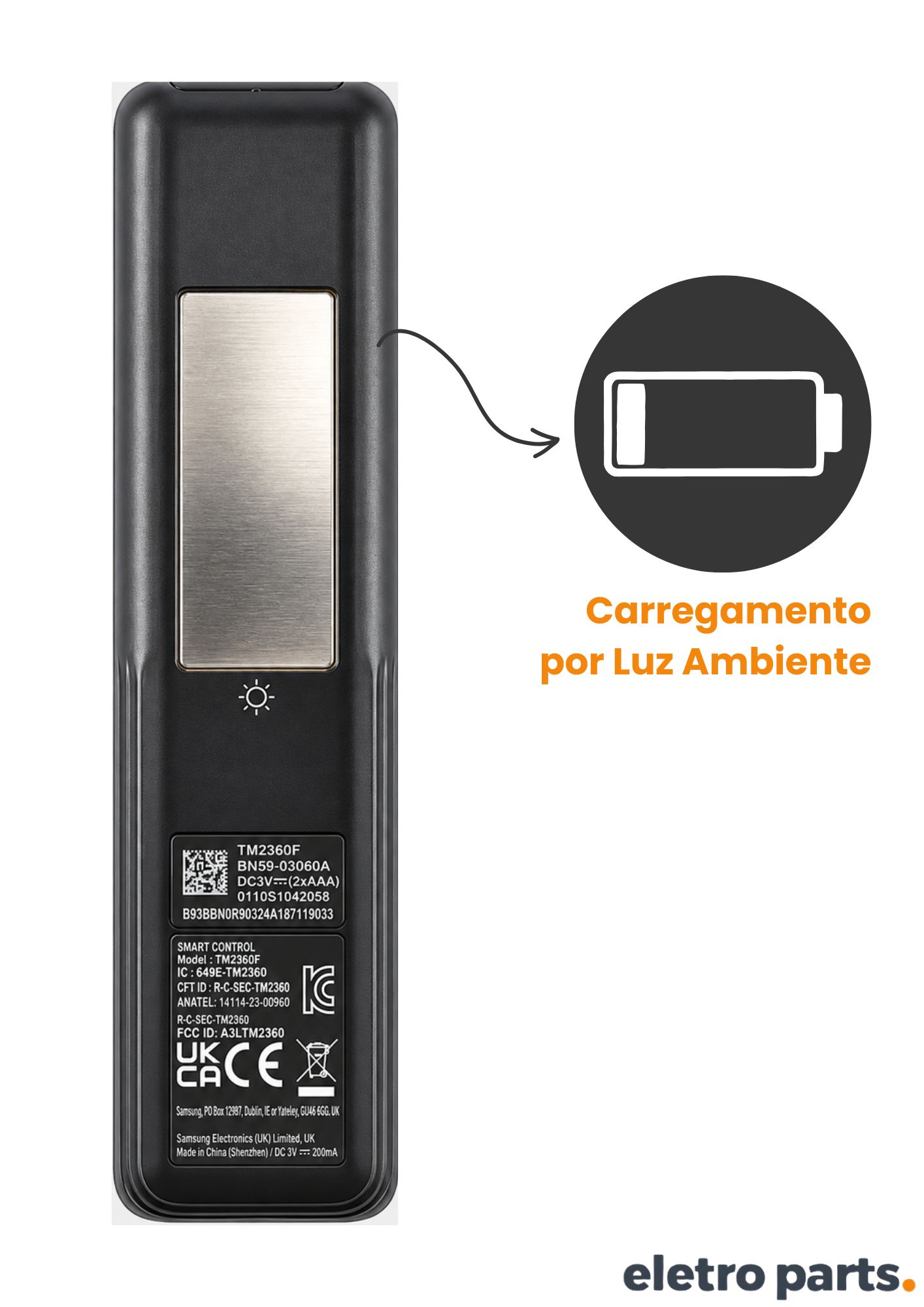 Controle Remoto Samsung Original BN98-00104T Solar com Voz - Imagem 3