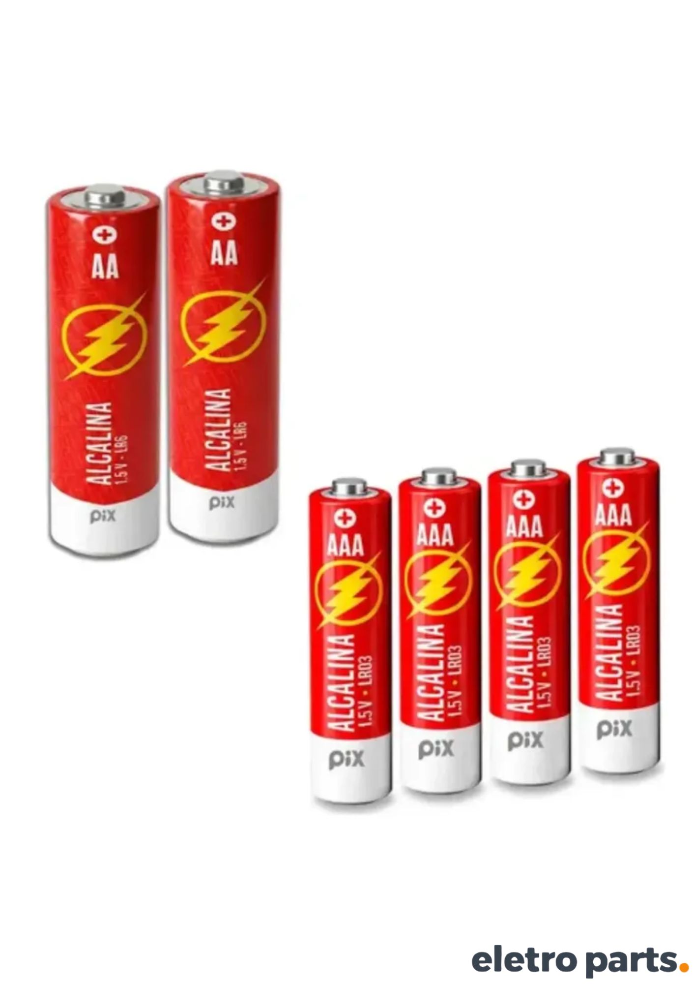 Pilha Alcalina PIX Ultra The Flash 4 AA + 2 AAA — Kit 6 Unidades - Imagem 2