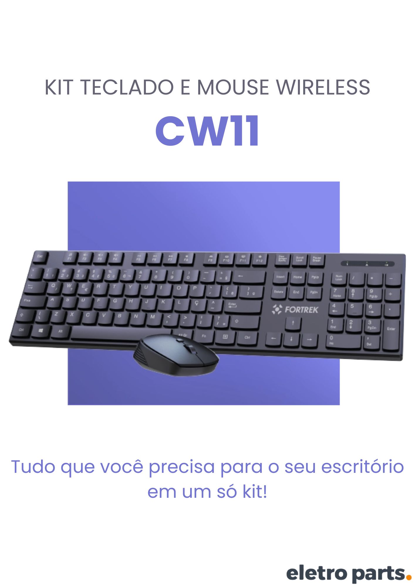 Kit Teclado e Mouse Sem Fio Fortrek CW11 ABNT2 1600 DPI - Imagem 2