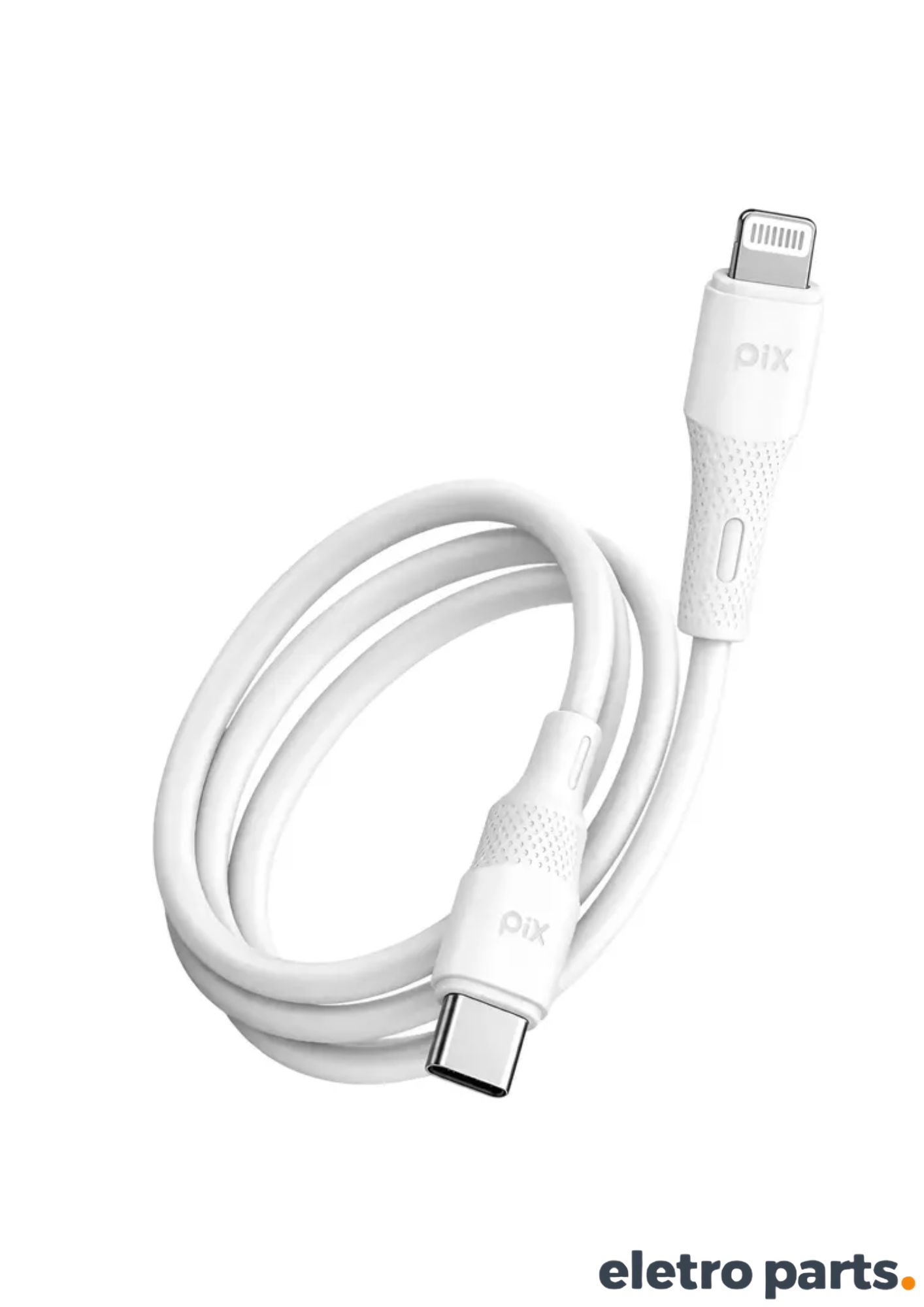 Cabo USB-C para Lightning PIX 2 Metros Branco Silicone Power Delivery 27W