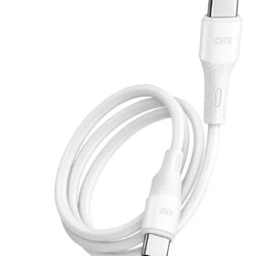 Cabo USB-C para USB-C PIX 2 Metros Branco Silicone Power Delivery 60W