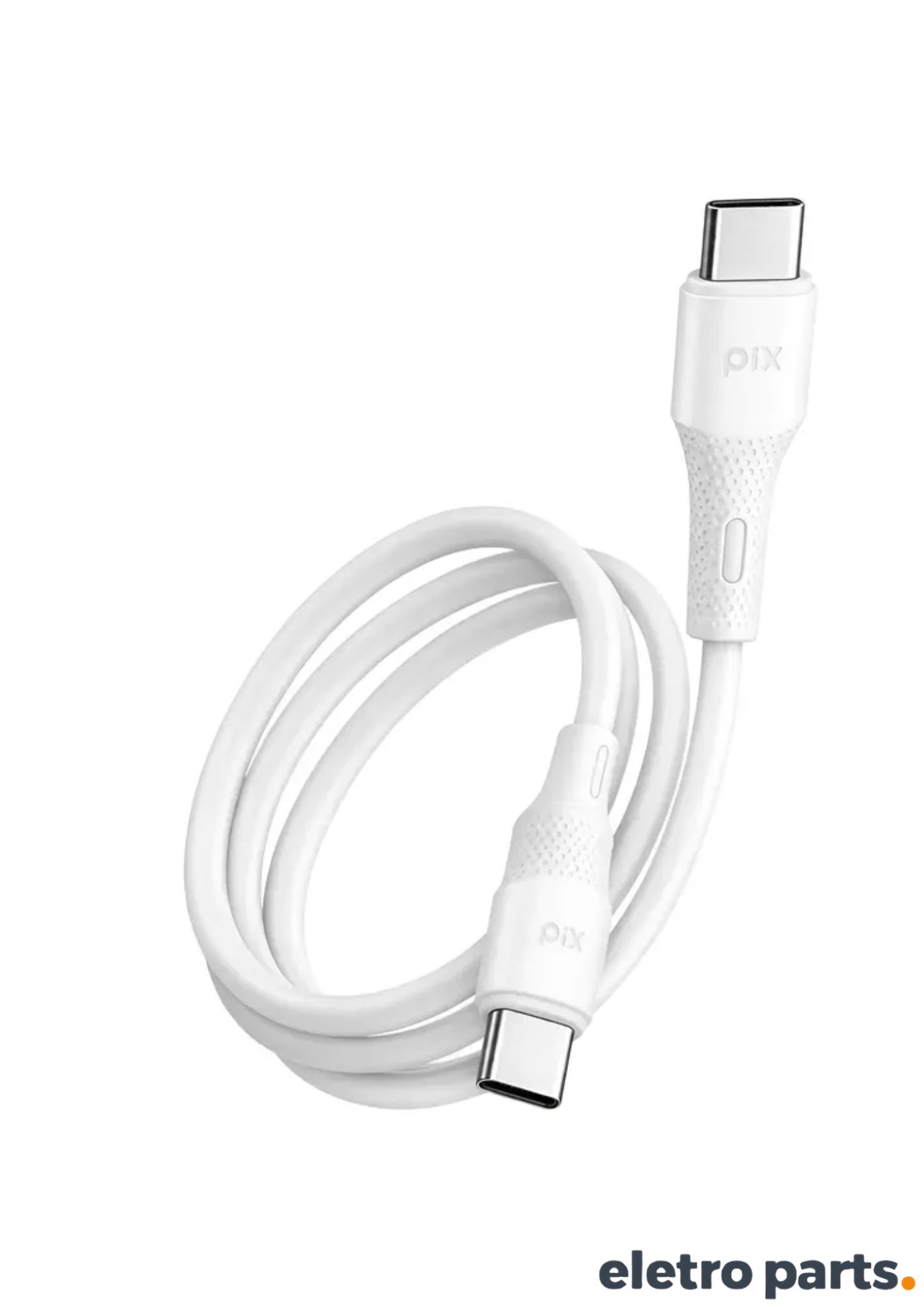Cabo USB-C para USB-C PIX 2 Metros Branco Silicone Power Delivery 60W