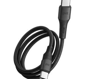 Cabo USB-C para USB-C PIX 2 Metros Preto Silicone PD 60W
