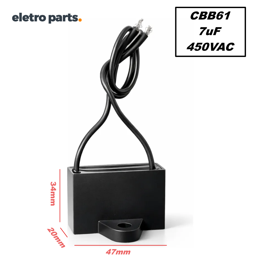 Capacitor CBB61 7uF / 450VAC - Imagem 2