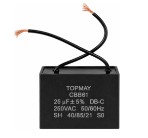 Capacitor CBB61 25uF 250VAC com 2 Fios para Motor e Ventilador