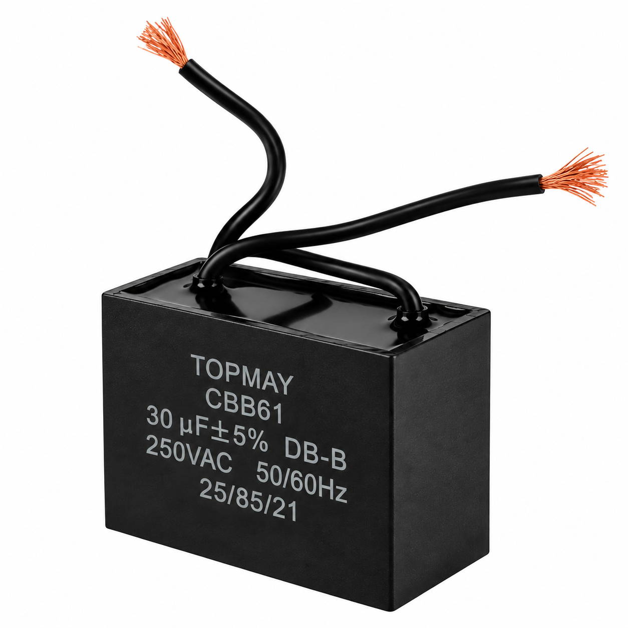 Capacitor CBB61 30uF 250VAC com 2 Fios para Motor e Ventilador - Imagem 2