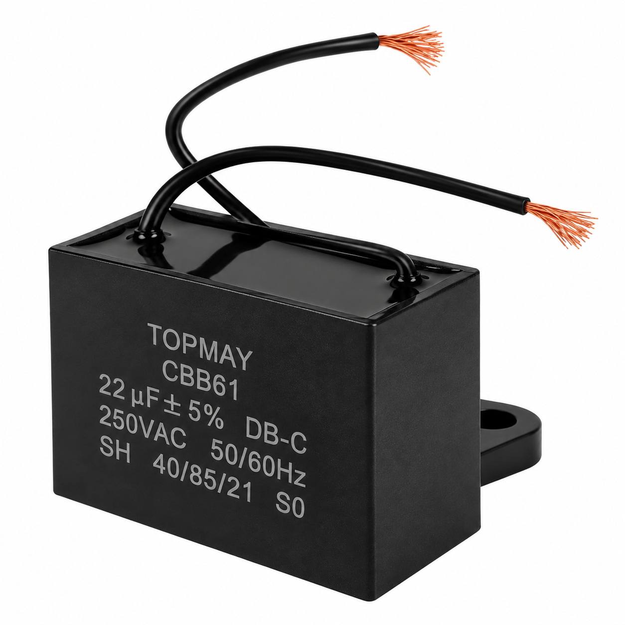 Capacitor CBB61 22uF 250VAC com 2 Fios para Motor e Ventilador - Imagem 3