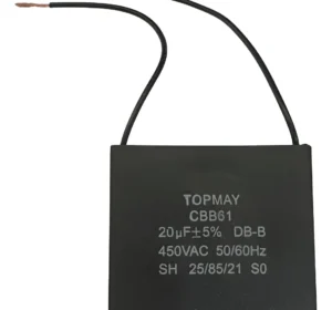 Capacitor CBB61 20uF 450VAC com 2 Fios para Motor e Ventilador