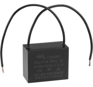 Capacitor CBB61 20uF 250VAC com 2 Fios para Motor e Ventilador